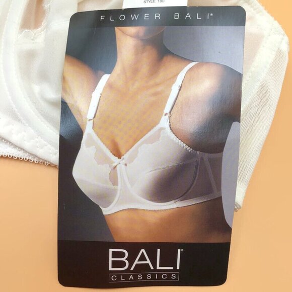 BALI Women's Underwire Bra Size 34D White Floral Full Support Style #0180 NEW - Picture 1 of 7